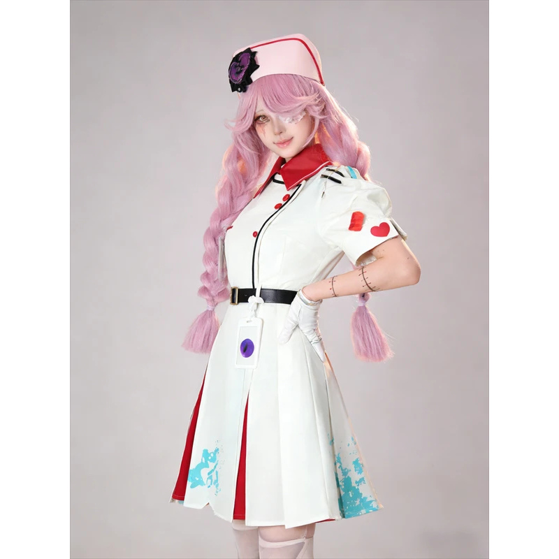 Party Games Eggy - A;3\v,7'd/ゲーム エギー ヘザー コスプレ衣装 ホワイト ナーススーツ