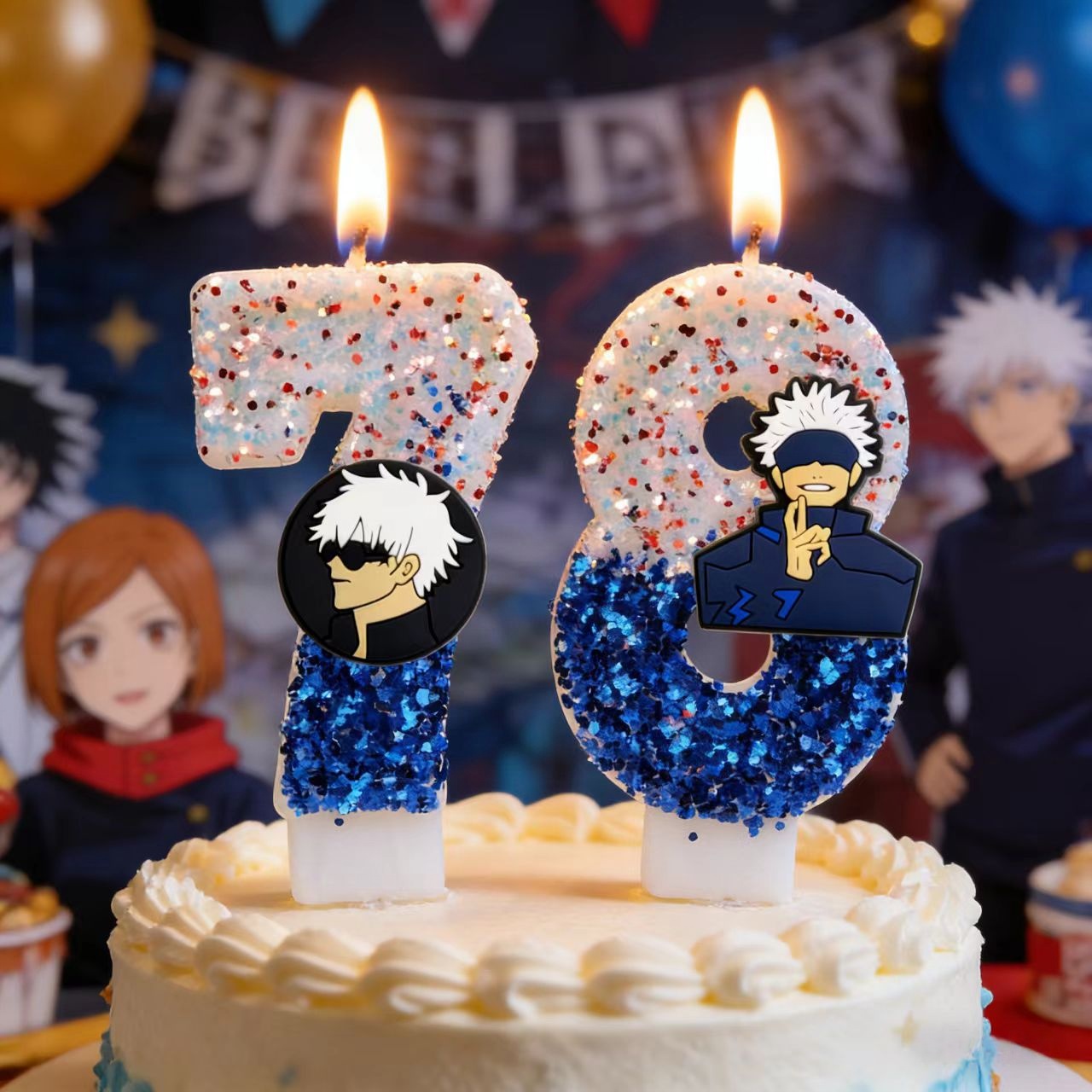 Party Games Baby Shower - アニメ呪術廻戦テーマキャンドル番号0-9誕生日ケーキキャンドルデコレーション誕生日パーティーケーキトッパーベビーシャワーおもちゃギフト