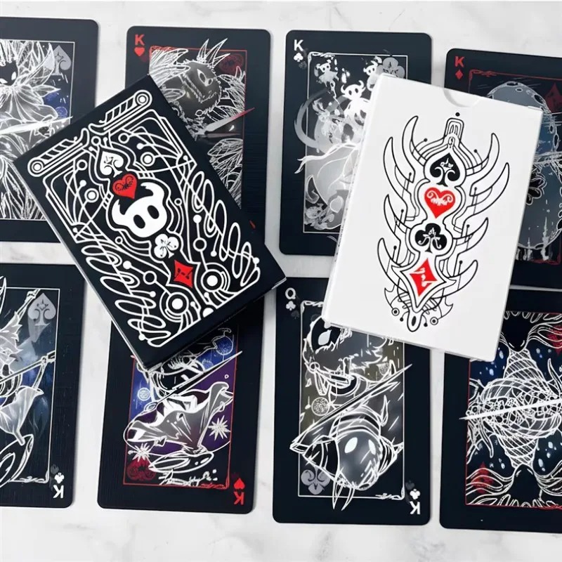 Party Games Engagement - ホロウナイト スタンダード ポーカーカードゲームセット ポータブル ブラック&ホワイト トランプ