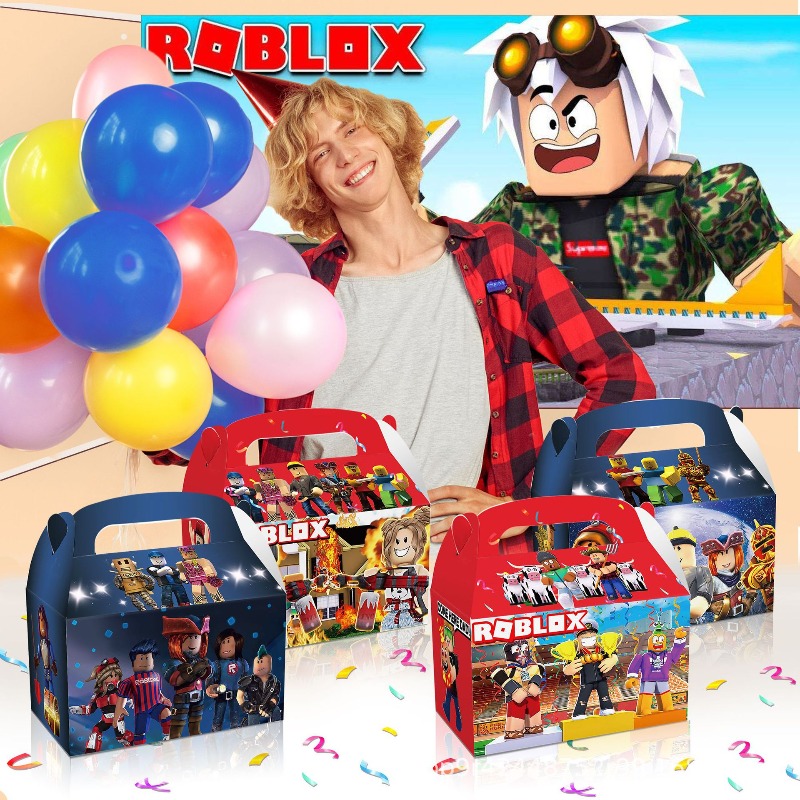 Party Games In Roblox - 12 ピース/セット Roblox テーマゲーム誕生日パーティーの装飾ギフトボックスアニメパターン感謝キャンディギフトバッグ子供の誕生日パーティー用品