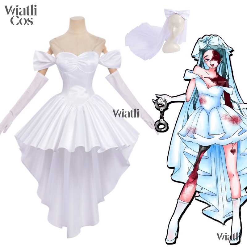 Zombie Party Games - エイリアンステージゾンビステージスアコスプレ白いウェディングドレスコスチュームドレスアイドルステージ衣装ALNSTキャラクターハロウィンパーティーコスチューム