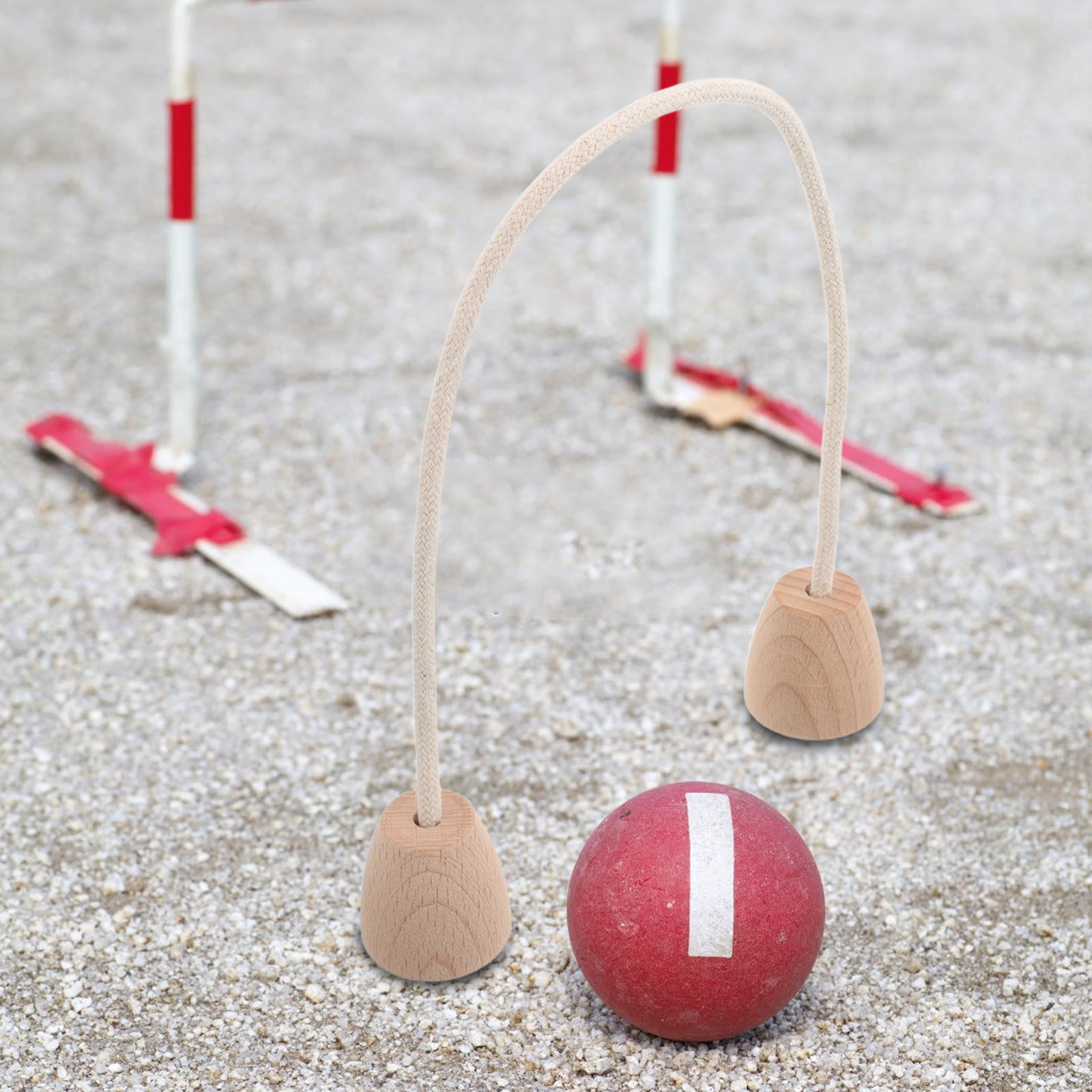 Croquet Set Lawn - 5個入りコンパクトポータブルコットンロープクロケットウィケット木製ベース屋外芝生クロケットゲームセット裏庭公園スポーツ