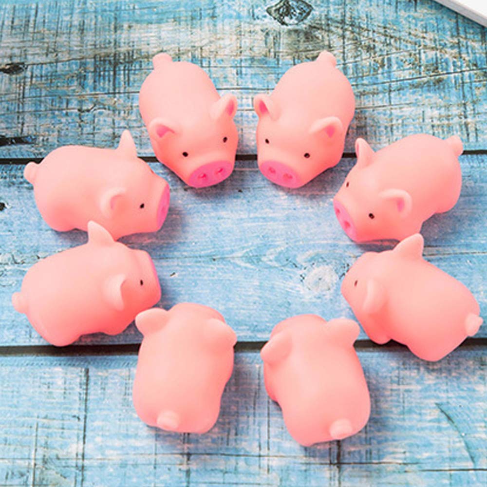 Party Games Baby Shower - 10個入り ミニゴム豚 ベビーバスおもちゃ ピンクの豚型 減圧ベントおもちゃ 浮き鳴きおもちゃ