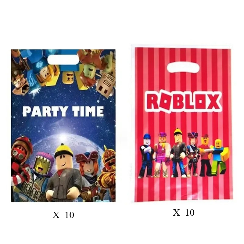 Party Games In Roblox - ゲームロブロックスフィギュア漫画テーマエコトートバッグ誕生日パーティーギフト包装プラスチックショッピングバッグパーティー用品ギフト