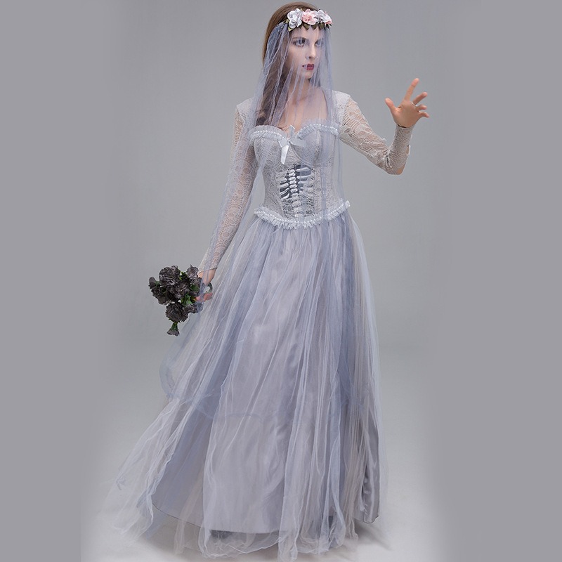 ハロウィンゴースト花嫁コスチューム怖いアンデッド花嫁ドレスゾ - Zombie Party Games のレビューと価格