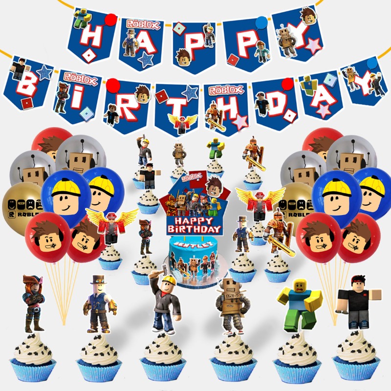 ゲームロブロックス漫画誕生日パーティーバルーンプルフラッグケ - Party Games In Roblox のレビューと価格