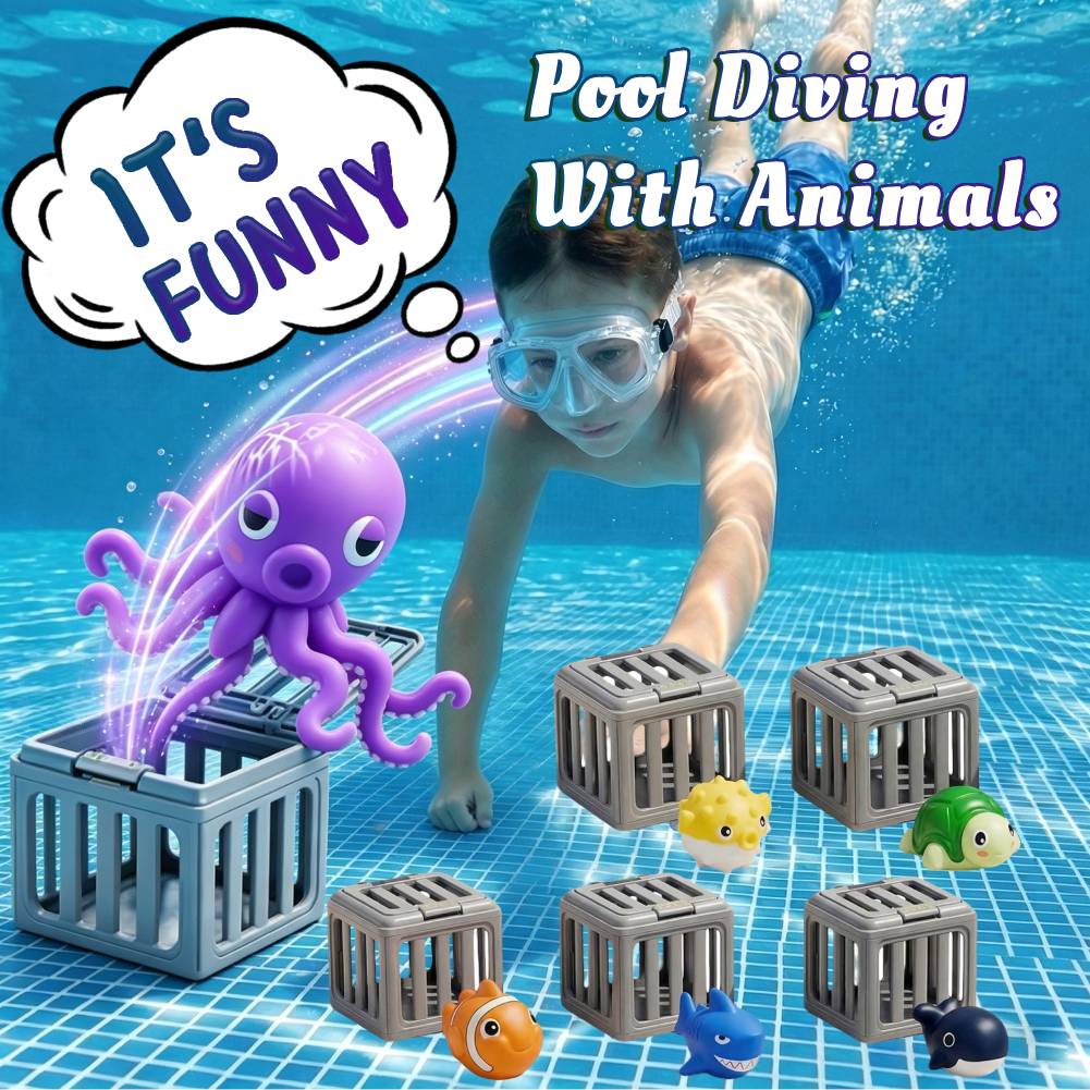 子供用プールダイビングおもちゃ、魚の箱付き、浮かぶ動物、水泳 - Party Games Youth のレビューと価格