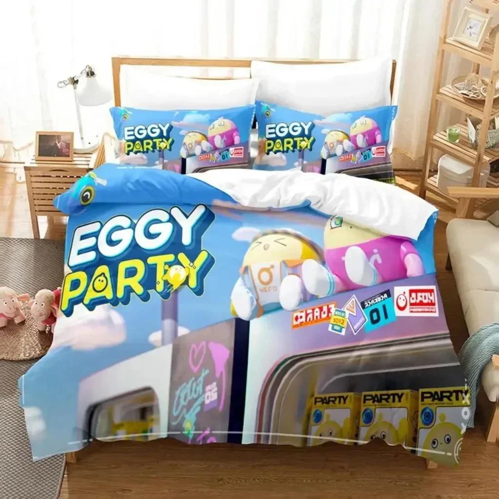 漫画エギーパーティーゲーム寝具セット布団カバーシートプリント - Party Games Eggy のレビューと価格