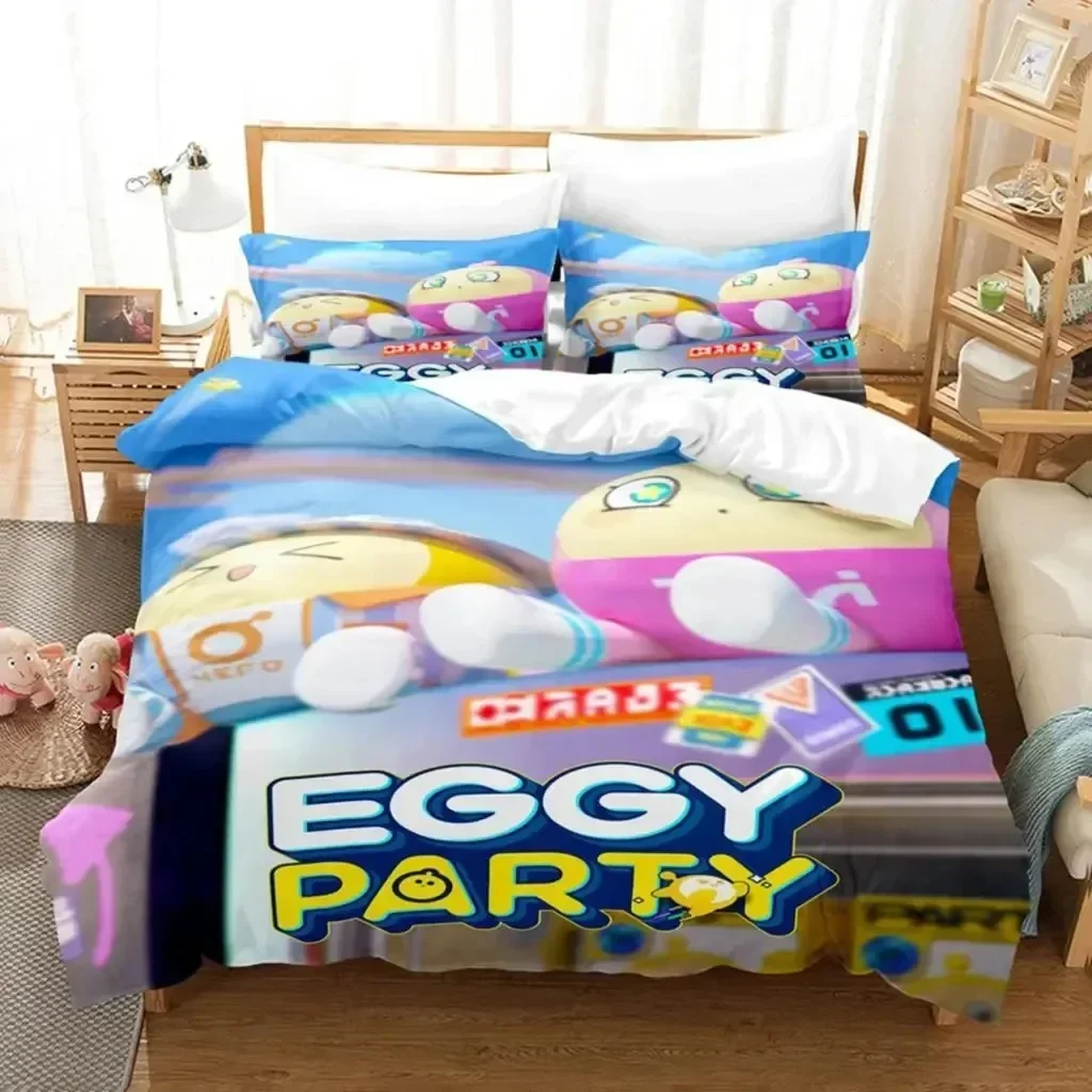 漫画エギーパーティーゲーム寝具セット布団カバーシートプリント - Party Games Eggy のレビューと価格