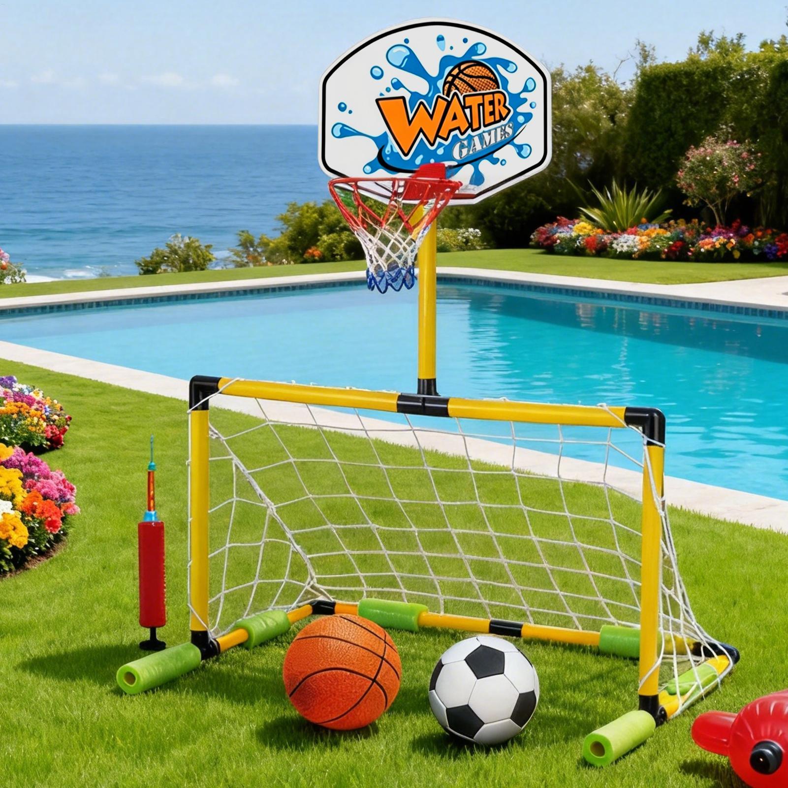 プールバスケットボールフープ 2-in-1 サッカーゴールバ - Party Games Quiz のレビューと価格