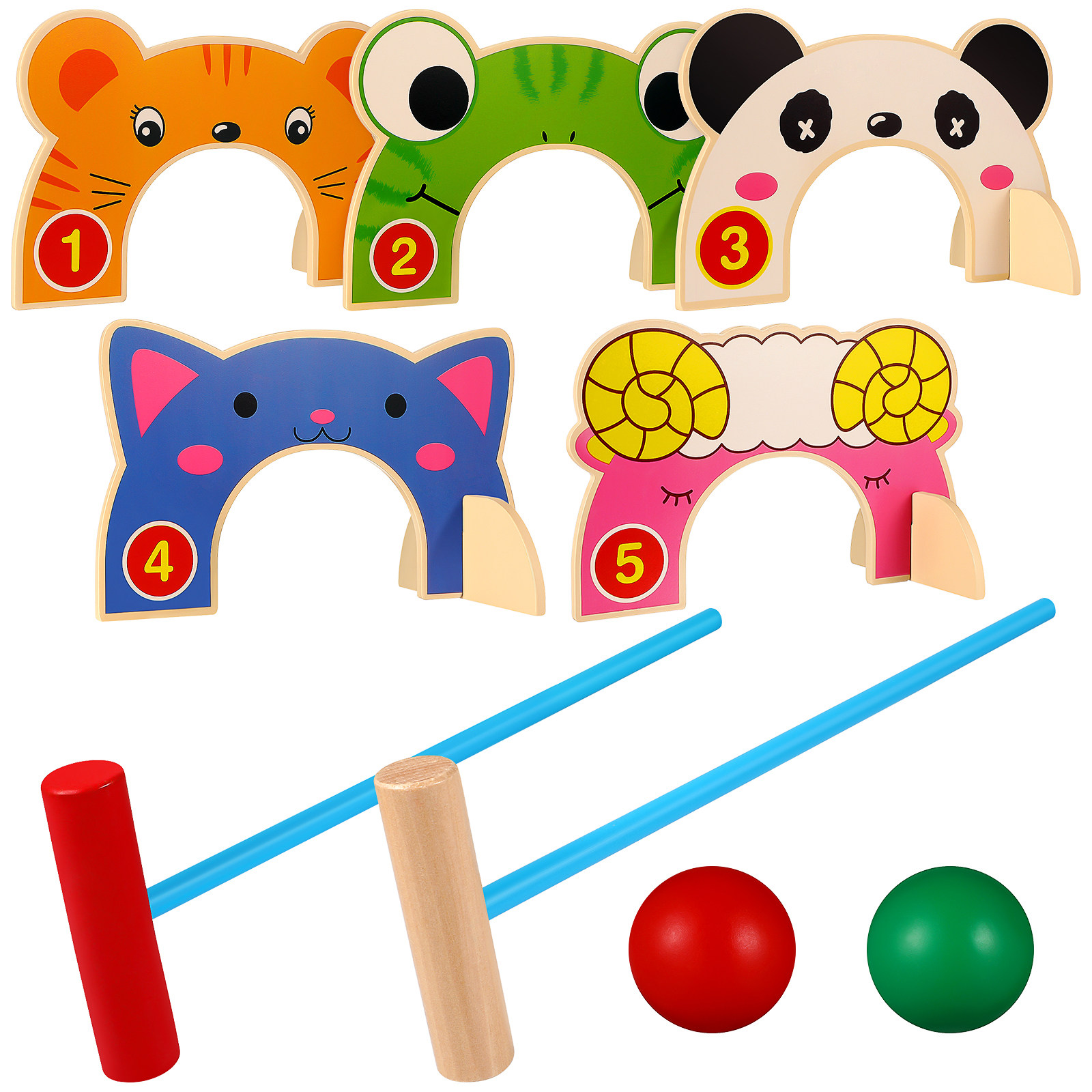 動物クロケットゲートセット漫画の形面白い教育用子供向けトレー - Croquet Set Lawn のレビューと価格