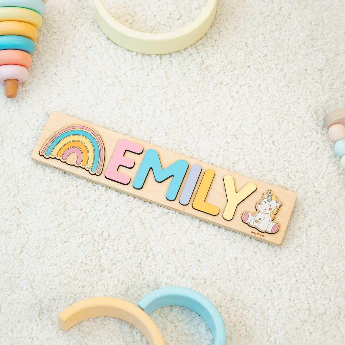 ペグ付きパーソナライズされた名前パズル |   子供向け木製 - Party Games Baby Shower のレビューと価格